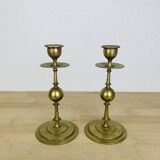 Pair of vintage gilded brass candlesticks