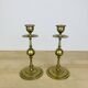 Pair of vintage gilded brass candlesticks