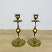 Pair of vintage gilded brass candlesticks