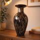 Italian vase in blown black glass & copper aventurine – 1960s