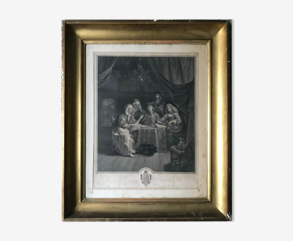 Goldfried Schalcken, The family at the concert, engraving, eighteenth century