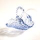Vintage 1920s blue pressed-moulded glass bowl dish defect