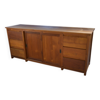 Grand buffet en teck 6 tiroirs et 2 portes coulissantes
