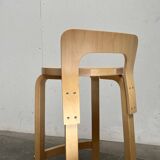 Mid-Century Modern High Stools K65 by Alvar Aalto for Artek, Finland, 2017, Set of 3