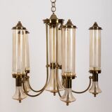 Lustre vintage des années 60 en laiton et verre design japonais