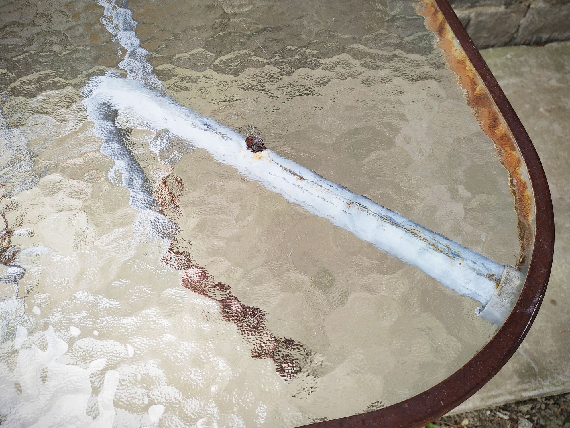 Old garden pedestal table