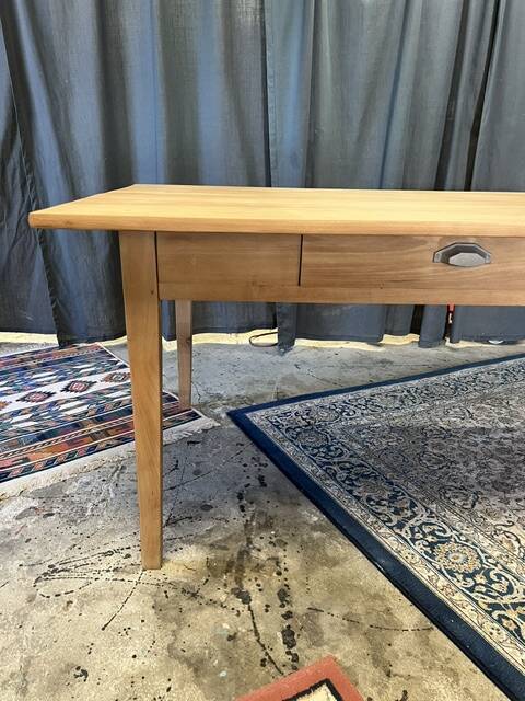 Large vintage table in restored solid elm.