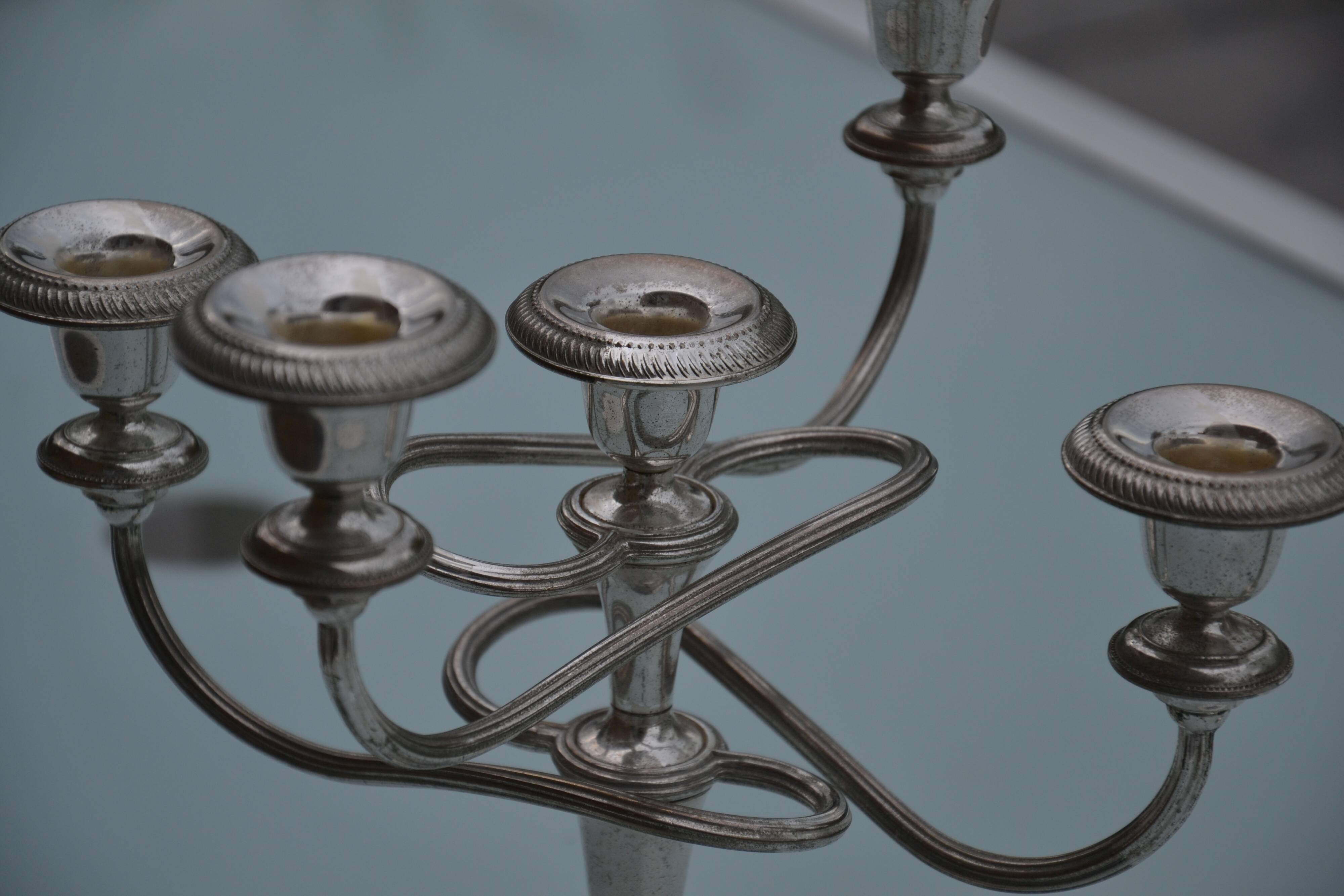 Pair of English silver-plated candlesticks
