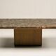 Coffee table with a pressed and engraved brass top by Illum Wikkelsø.