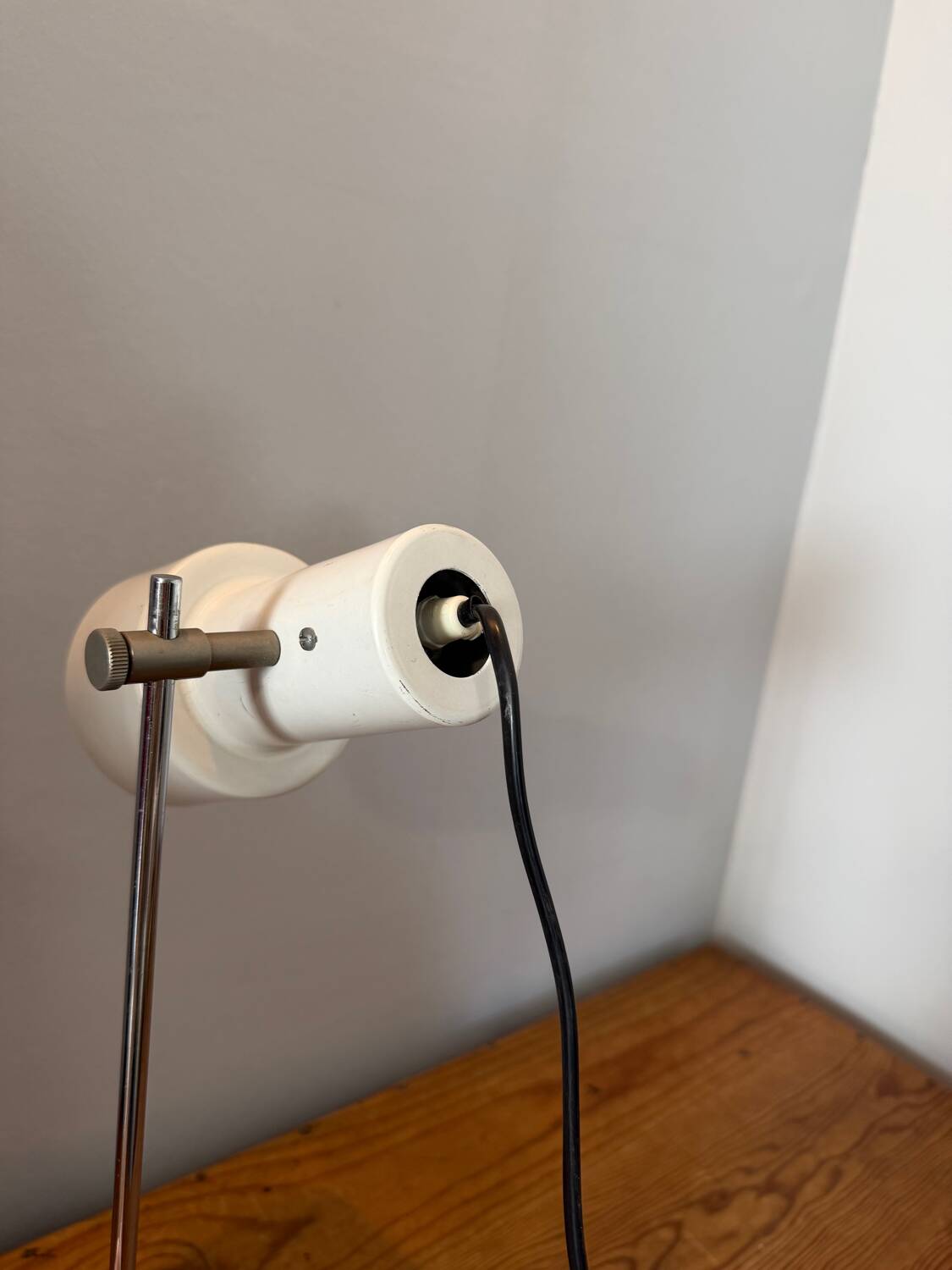 White aluminium designer table lamp made in Germany vintage