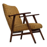 1960s, Danish armchair, furniture wool fabric, teak wood, oak wood.