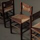 Handcrafted chairs in solid pine and woven straw – France, circa 1950