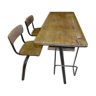 School desk in solid oak and 60s metal