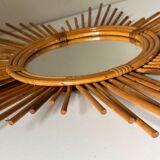 Vintage rattan sun mirror 60 years