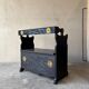 Vintage carved black storage bench – Folk art, early 20th century