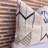 Housse de coussin marocaine blanche faite à la main (45 x 45 cm)