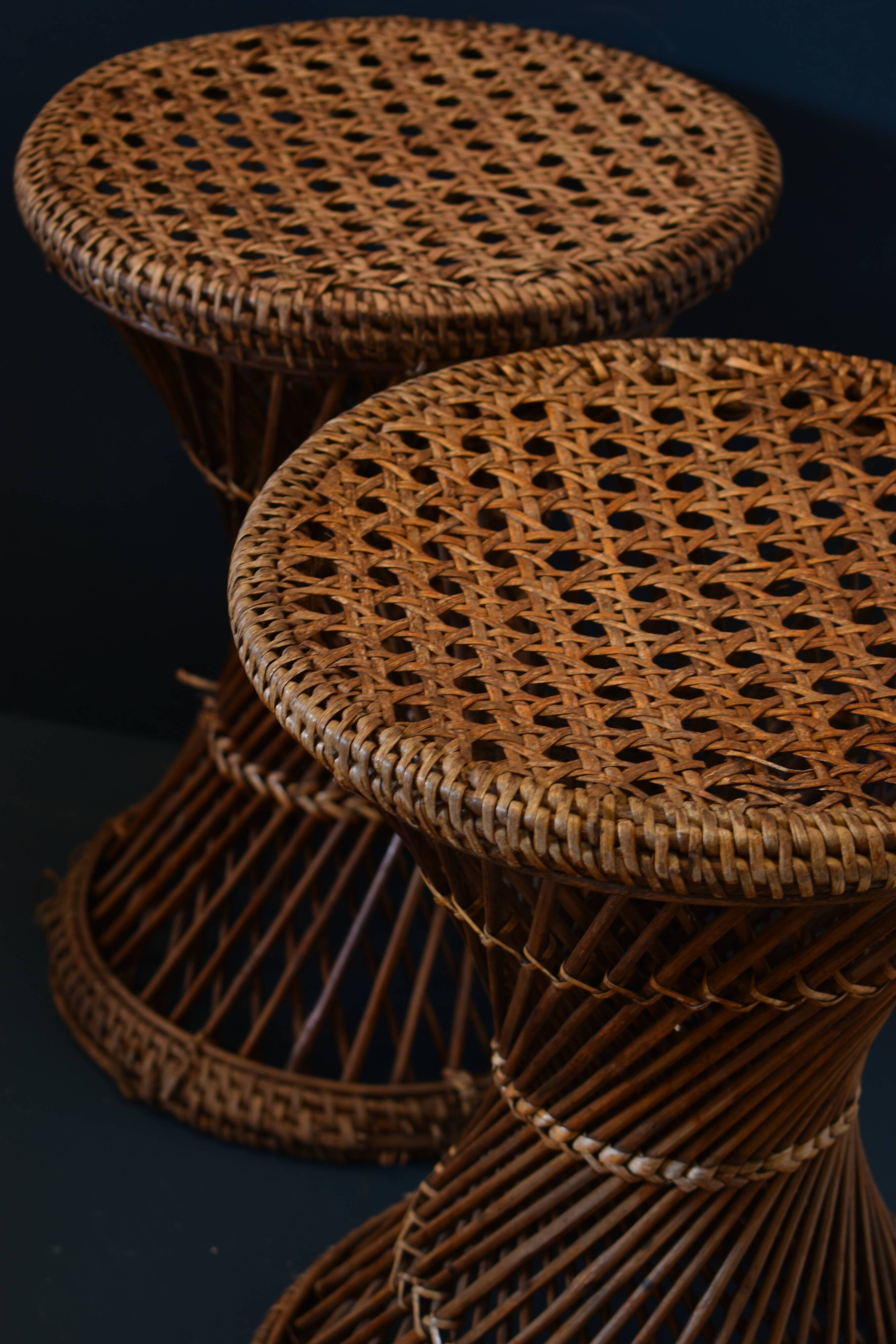 Tabouret diabolo osier vintage