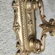 Large round psyche/tilting table mirror, louis xvi/baroque style, in polished patinated brass. 35 x 22 cm