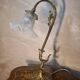 bronze and brass lamp with a magnificent blue moulded tulip, opalescent,
