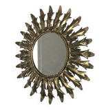 Miroir soleil métal doré