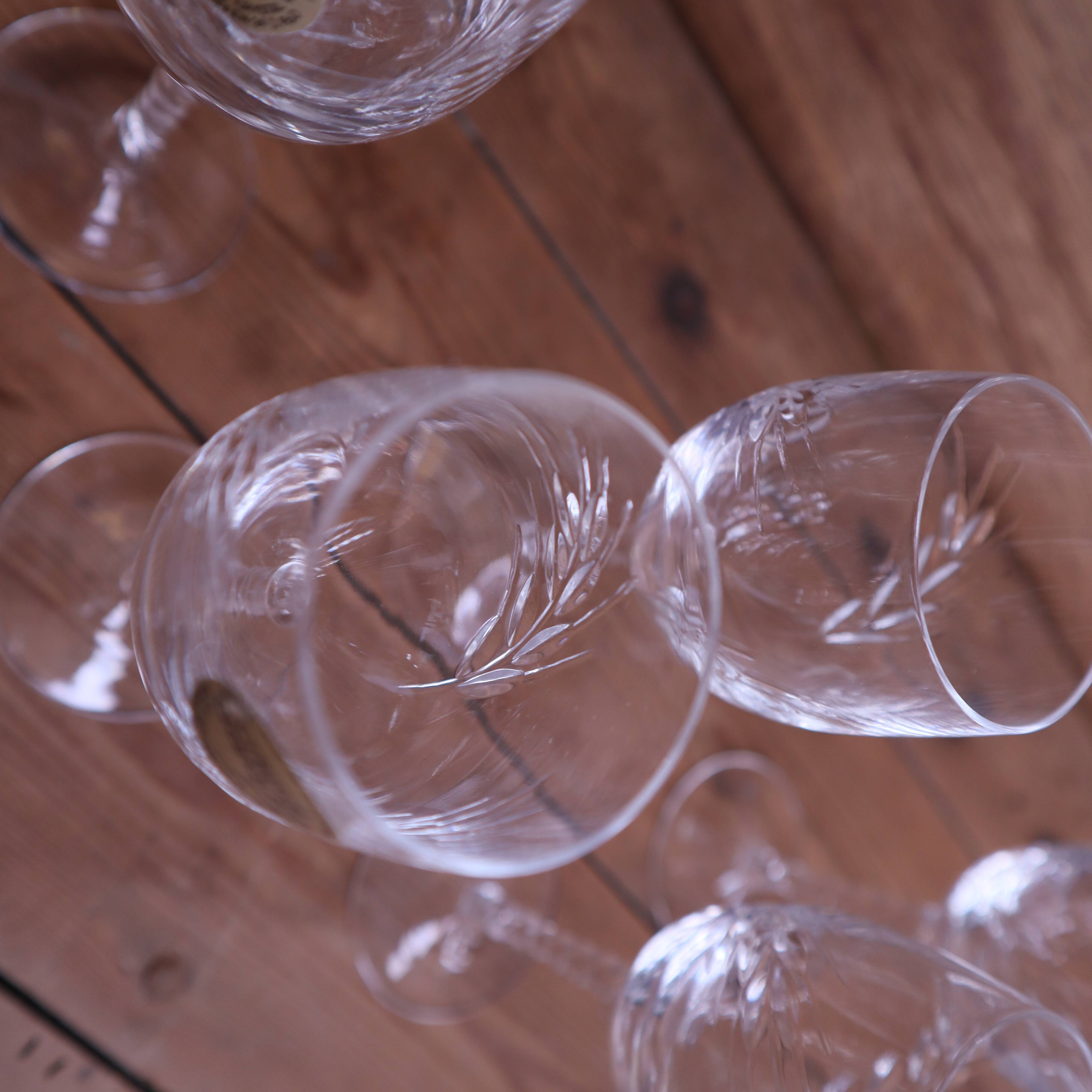 Set of 6 Engraved Crystal Aperitif Glasses, Epi Model