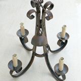 Beautiful old 4-pointed wrought iron chandelier