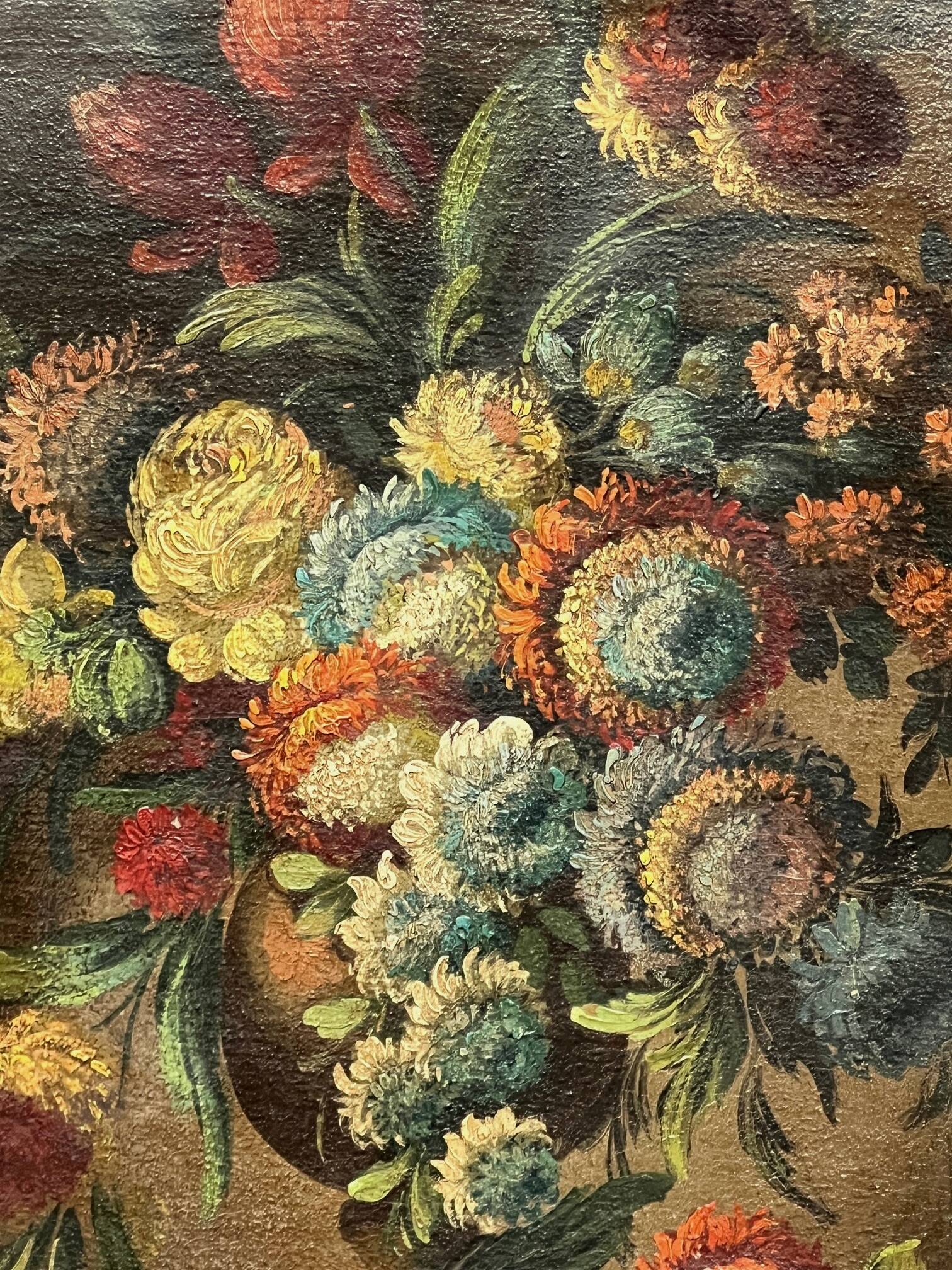 Nature morte ancienne avec des fleurs.