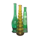 Series of 3 green and yellow glass vases