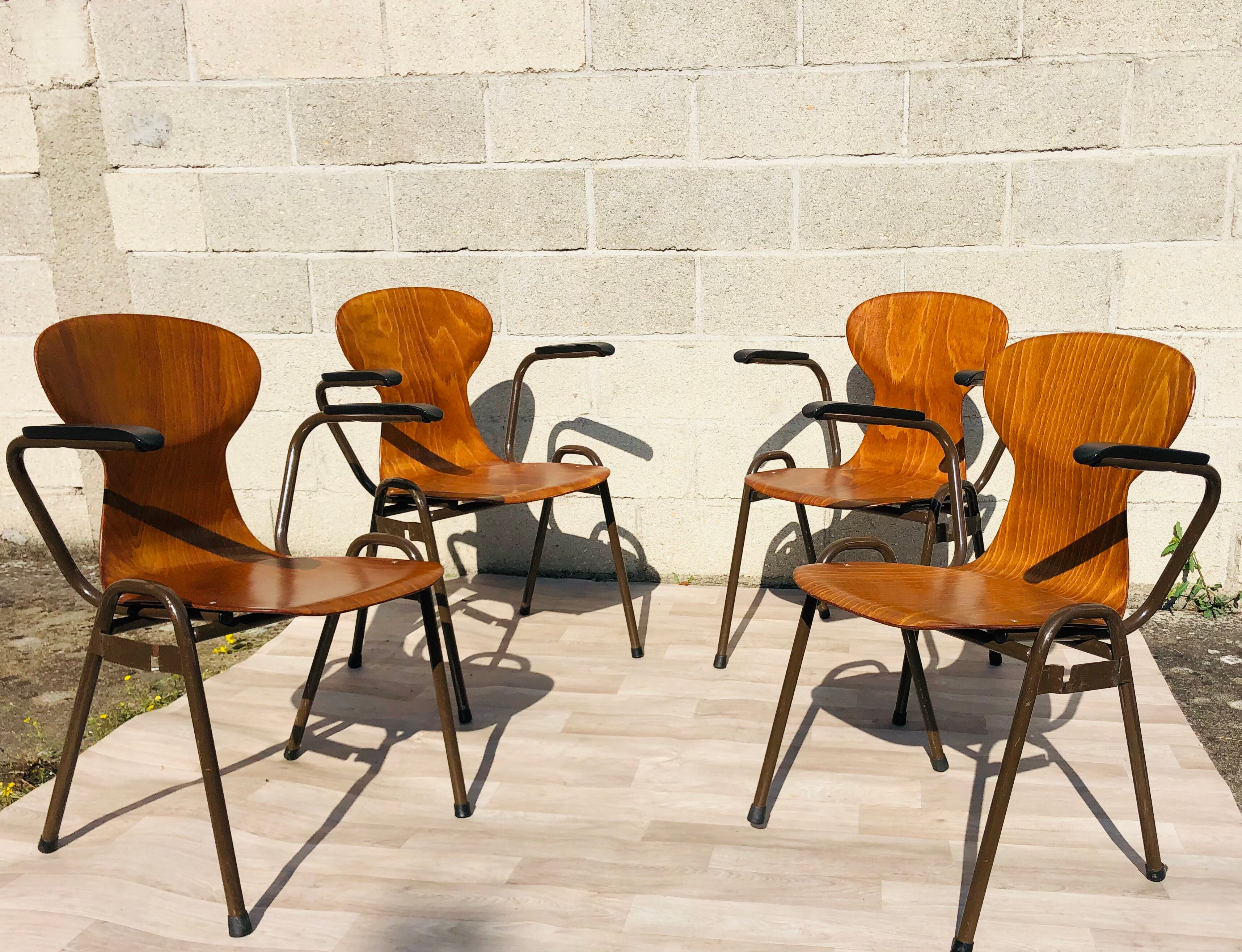 Lot de 4 Fauteuils/ Chaises Eromes Fourmi vintage