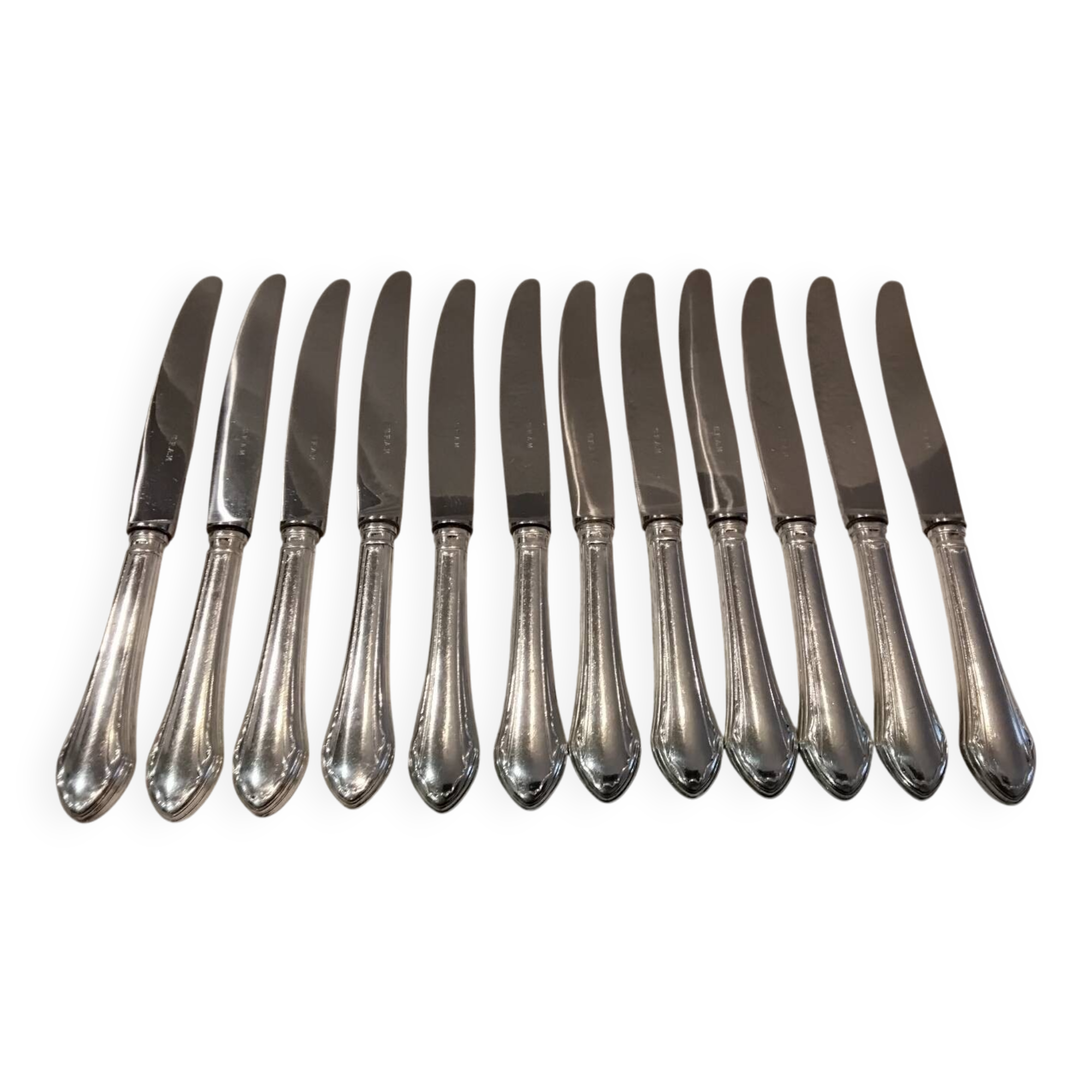 12 silver plated table knives, goldsmith SFAM, art deco style