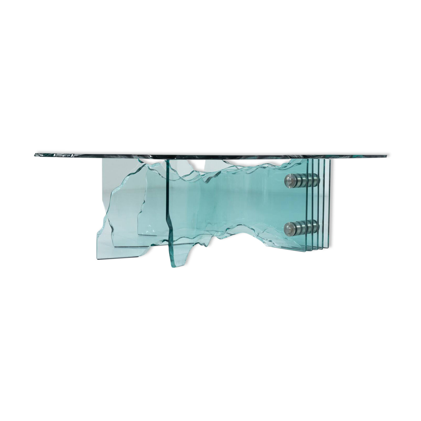 Table basse Shell par Danny Lane pour Fiam, verre, années 1980.