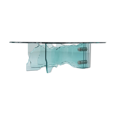 Table basse Shell par Danny Lane pour Fiam, verre, années 1980.