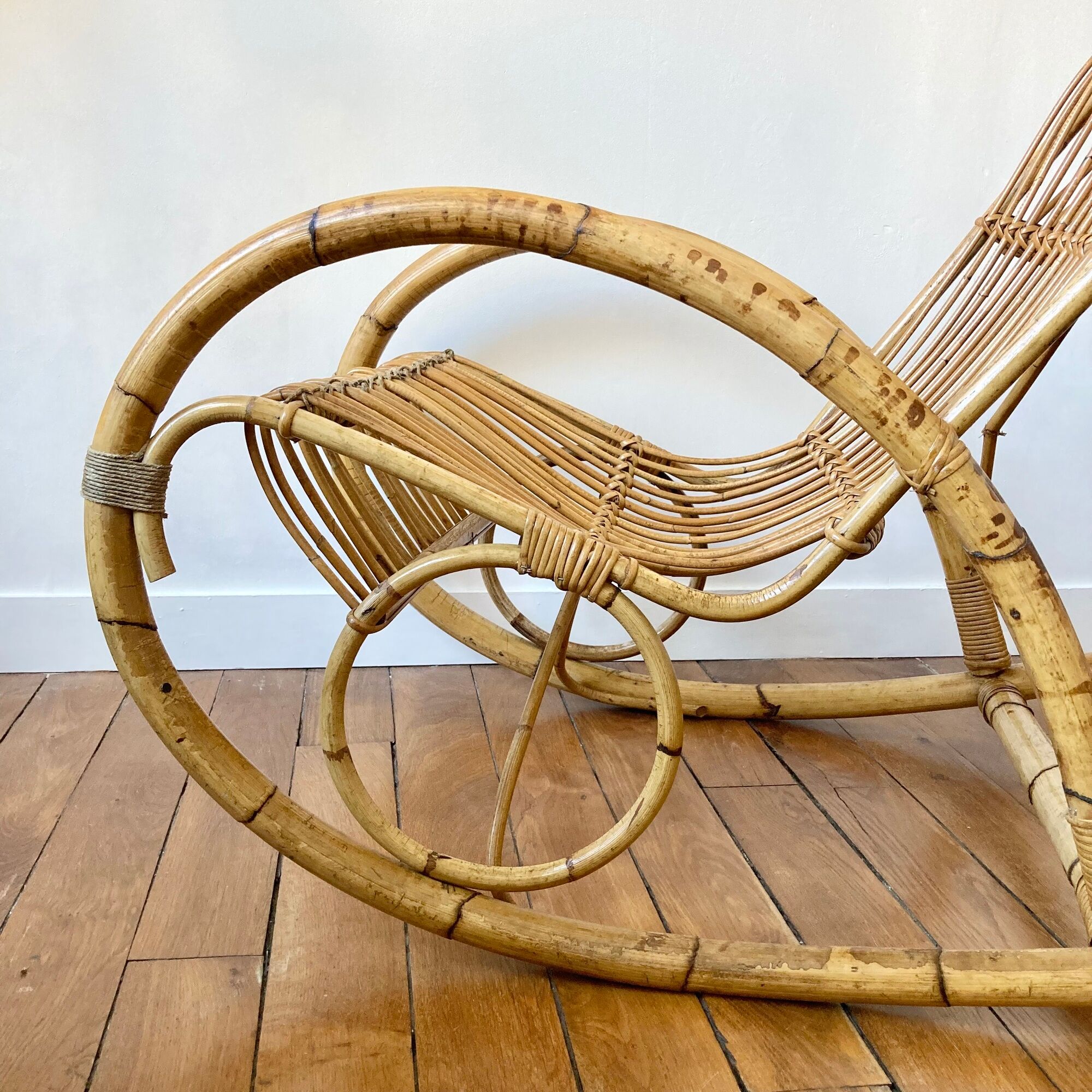 Rocking chair rattan Rohe Noordwolde 60s or rocking chair