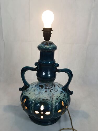Blue ceramic floor lamp year 70