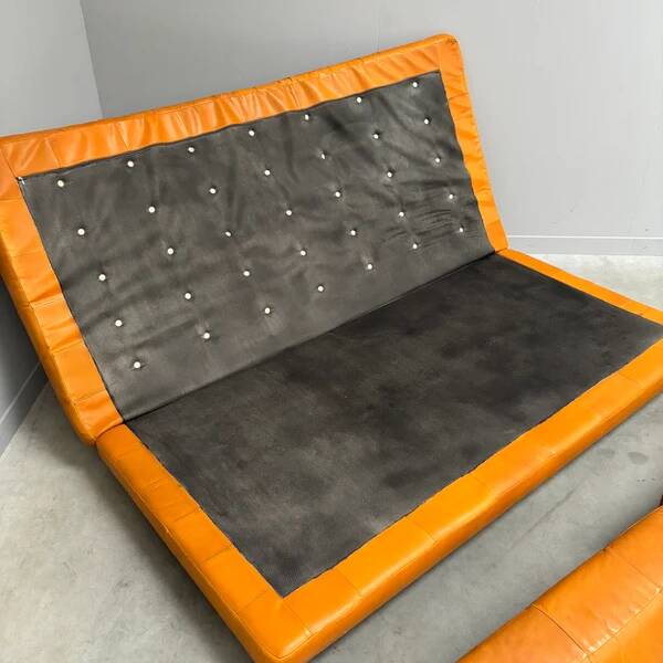 Cognac leather daybed / sofa, 1960s