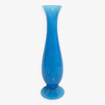 Blue opaline footed vase