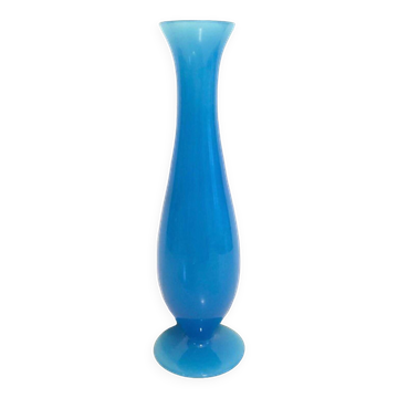 Blue opaline footed vase