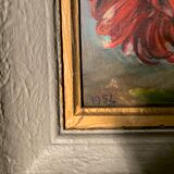 Vintage table , dahlia flowers 1950