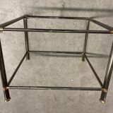 Silver and gilt metal side table with glass top, Italian, 1980s