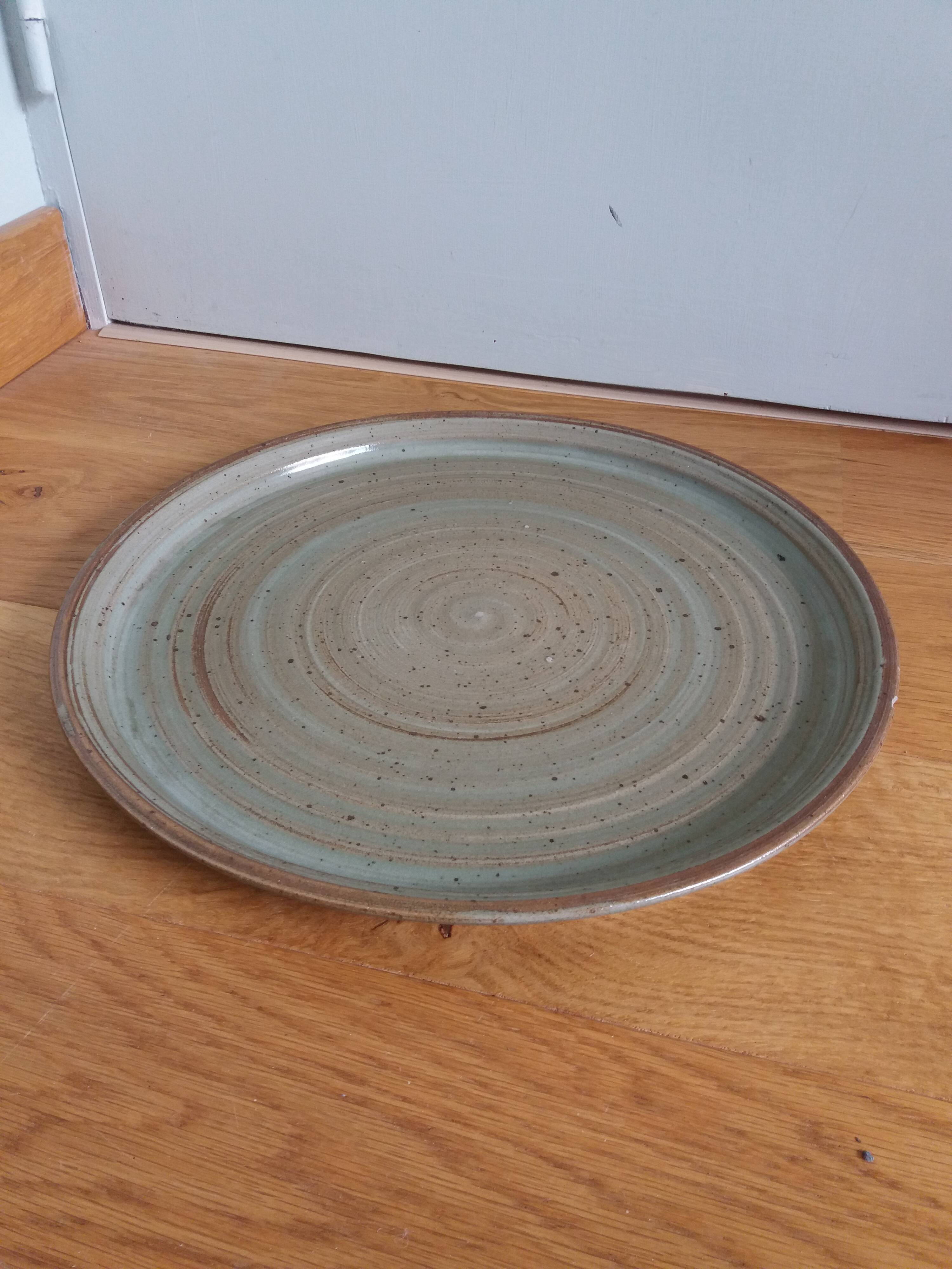 Plateau plat à tarte en grès 34 cm