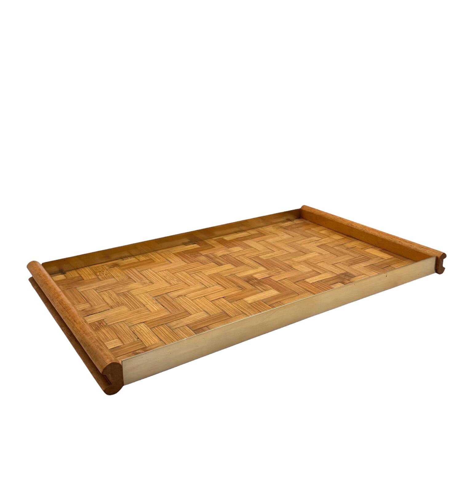Hollywood regency bamboo and brass tray, Italy 1970s