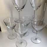 Set of 7 engraved wine glasses star model 50s