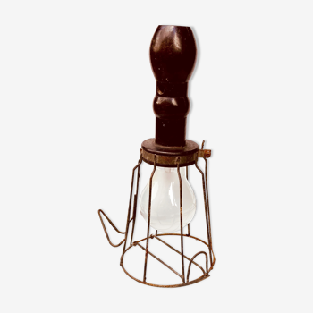 Lampe d'atelier baladeuse vintage manche en bakelite 1950