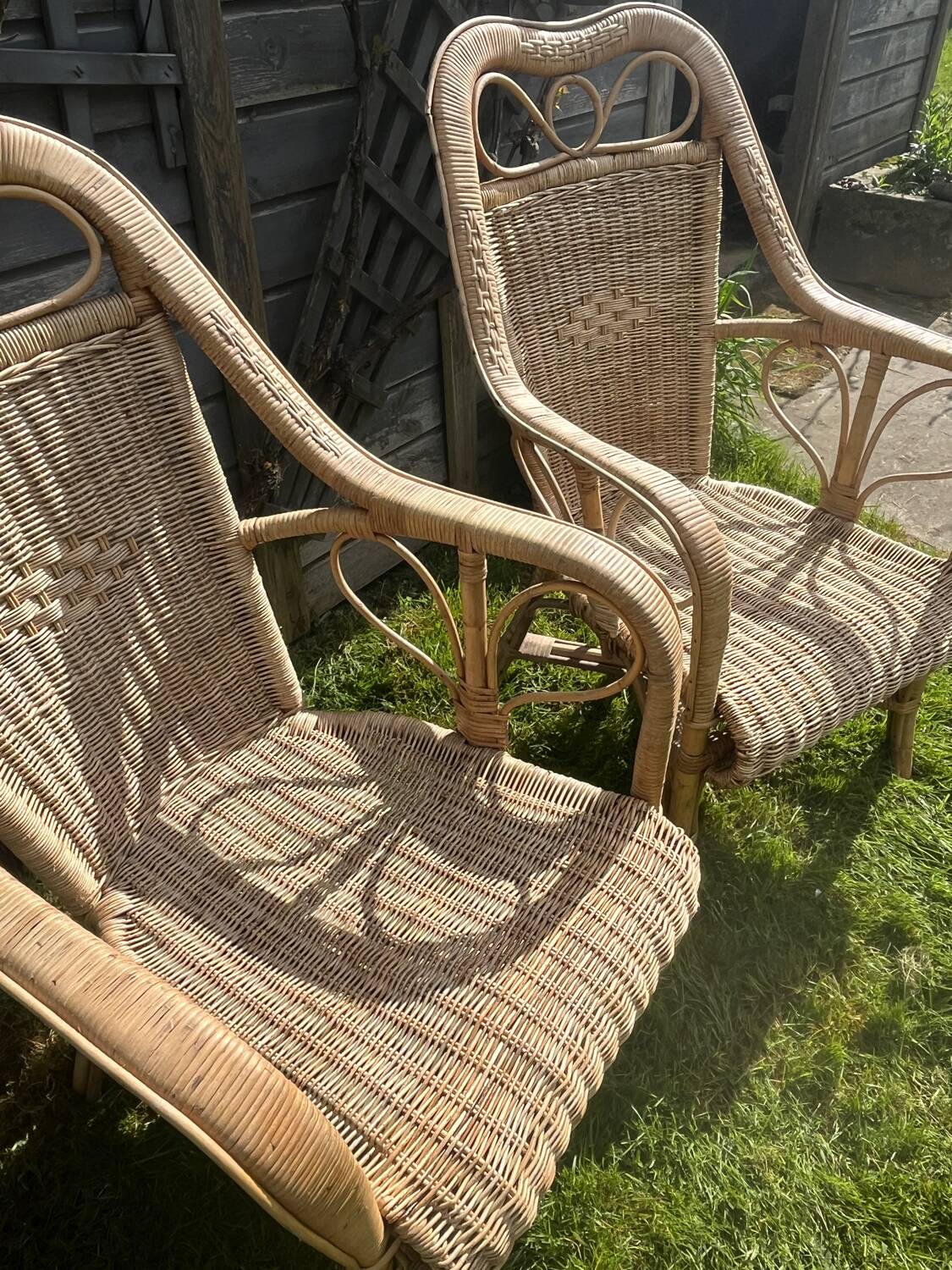 Rattan armchair duo