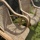 Rattan armchair duo