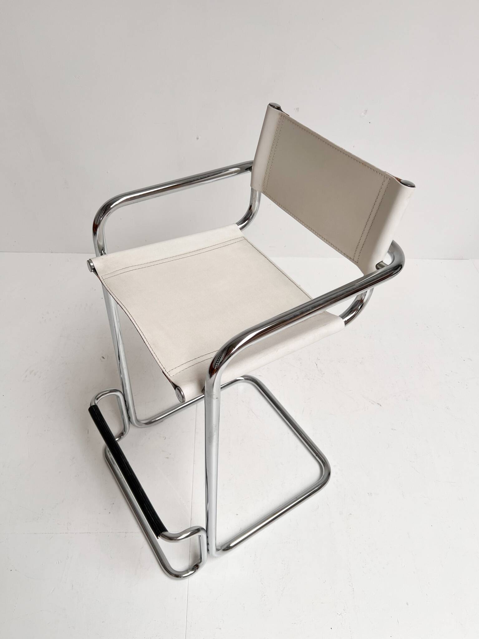 Set of 2 leather bar stools attributed to Mart Stam, 1970s