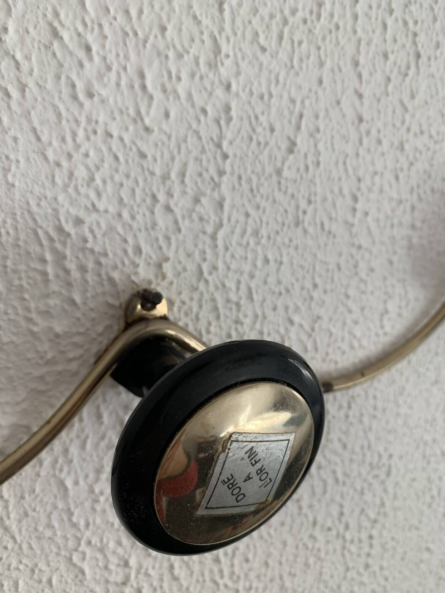 Vintage 1960s gold coat rack with 3 hooks - 45 x 7 cm