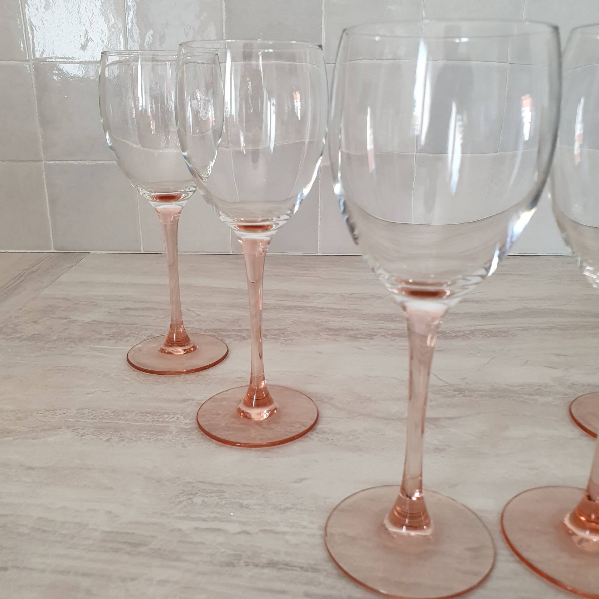 6 Verres à vin / verre à pied Rose
