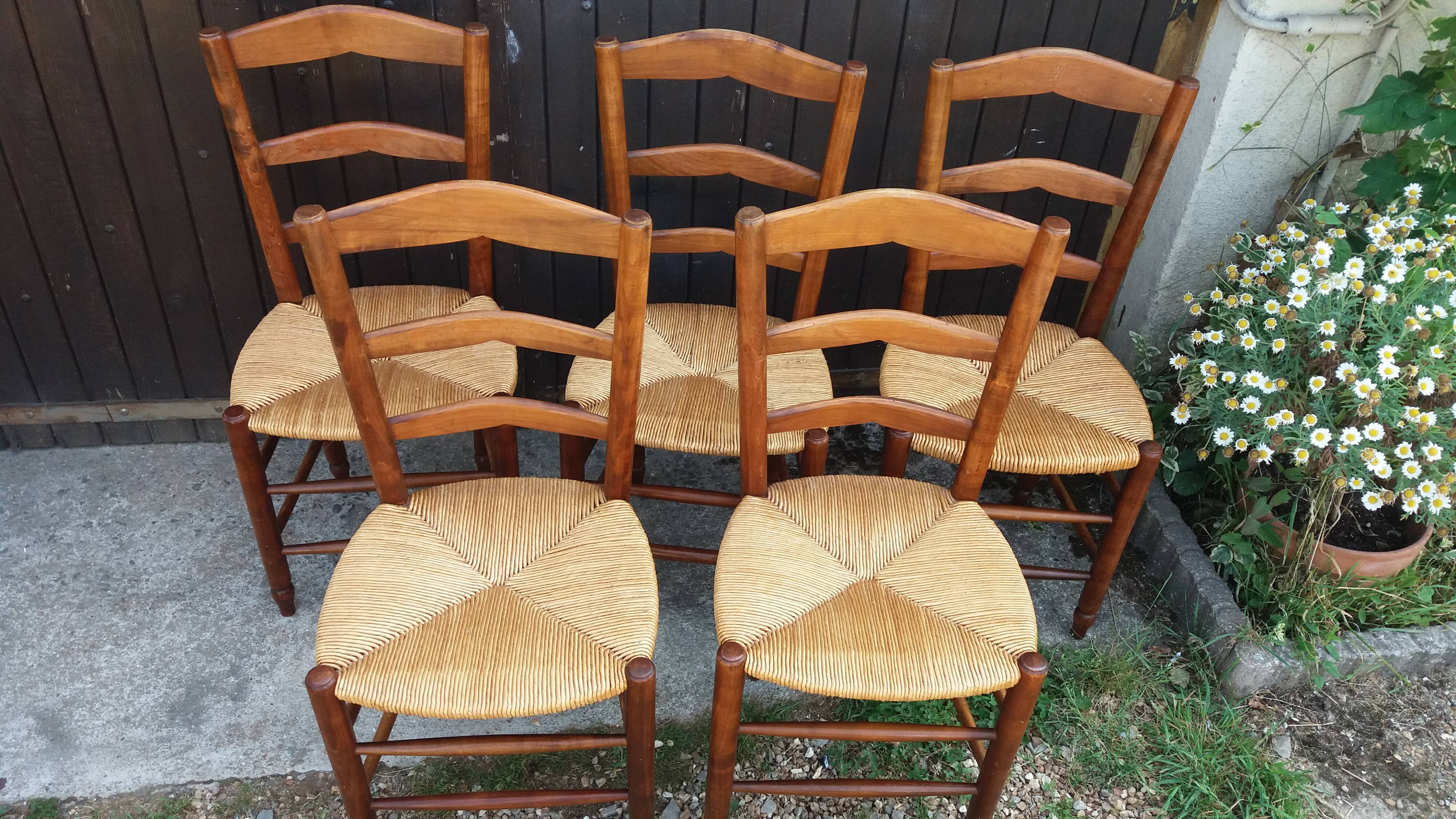 Lot de 5 chaises paillées