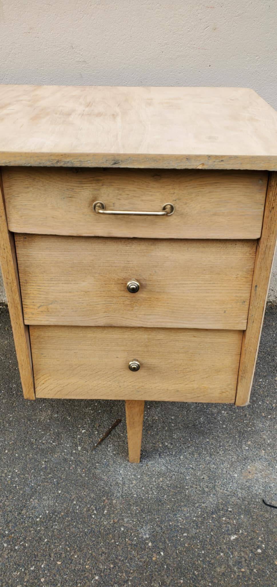 Raw wood pedestal desk, 1940-1950